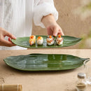 Axyaa Bamboo Leaf Ceramic Dessert Plate - Creative Sushi Plate & Kitchen Tableware
