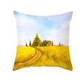 Axyaa Autumn Gold Red Forest Plush Cushion Cover: Vintage Oil Painting Pillowcase