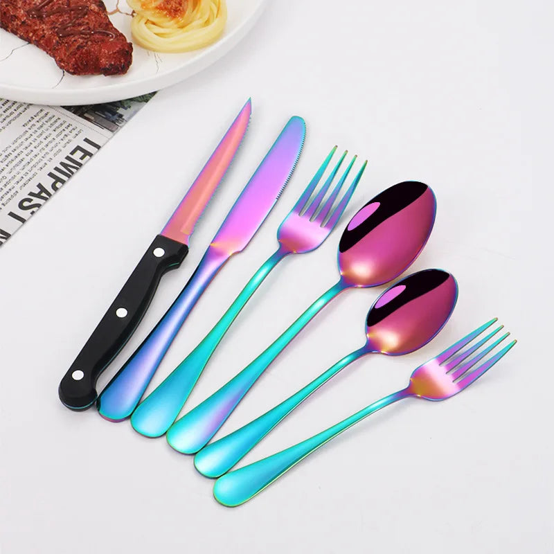 Axyaa 1010 Stainless Steel Tableware Set with Steak Knife and Dessert Spoon