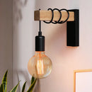 Axyaa Retro Iron Wood Wall Sconce Indoor Lamp -  E27 Bedside Dining Room Switch