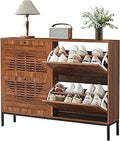 Axyaa Farmhouse Shoe Storage Cabinet with 2 Flip Drawers