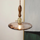 Axyaa Glass Chandelier Brass Walnut Amber Flower Glass Home Decor