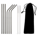 Axyaa Stainless Steel Reusable Straw Set with Cleaning Brush