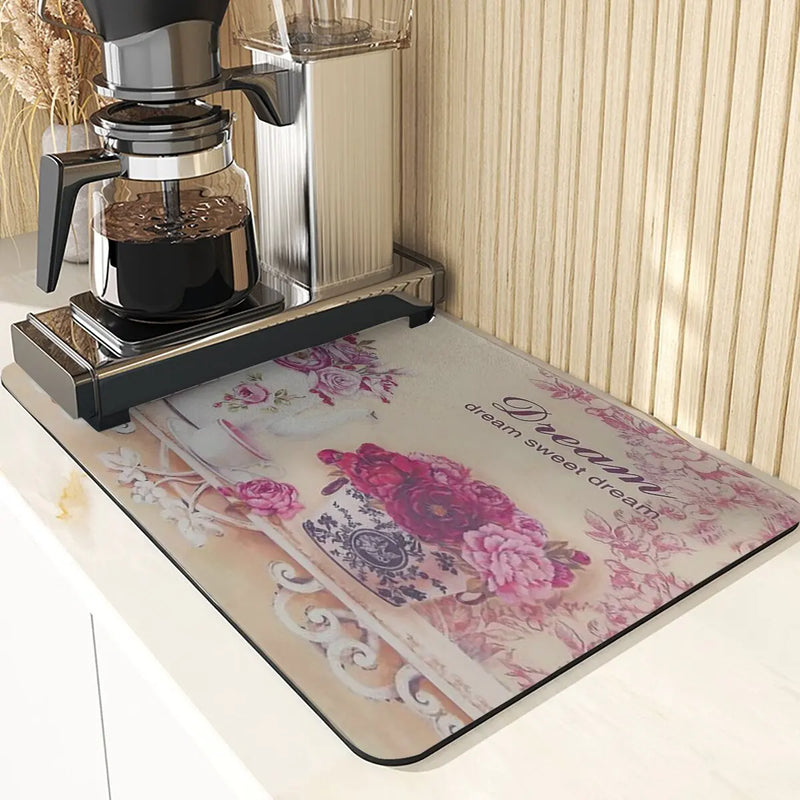 Axyaa Lavender Print Kitchen Drying Mat | Absorbent Mat for Home Décor