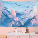 Sky Dolphin Tapestry Wall Hanging Pink Clouds Whales Aesthetic Kawaii Room Decor