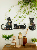 Axyaa Black Cat Star Crystal Shelf: Boho Wooden Wall Decor Ledge