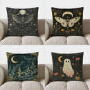 Axyaa Bat & Moon Floral Fantasy Throw Pillow Cover - Sofa Bedroom Car Decor