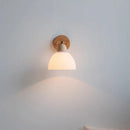 Axyaa Modern Nordic Copper Rotate LED Wall Lights Glass Wood White Bedside Lamp