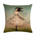 Axyaa Fairy Girl Linen Pillowcase for Home Decor 45X45CM