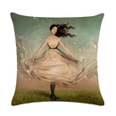 Axyaa Fairy Girl Linen Pillowcase for Home Decor 45X45CM