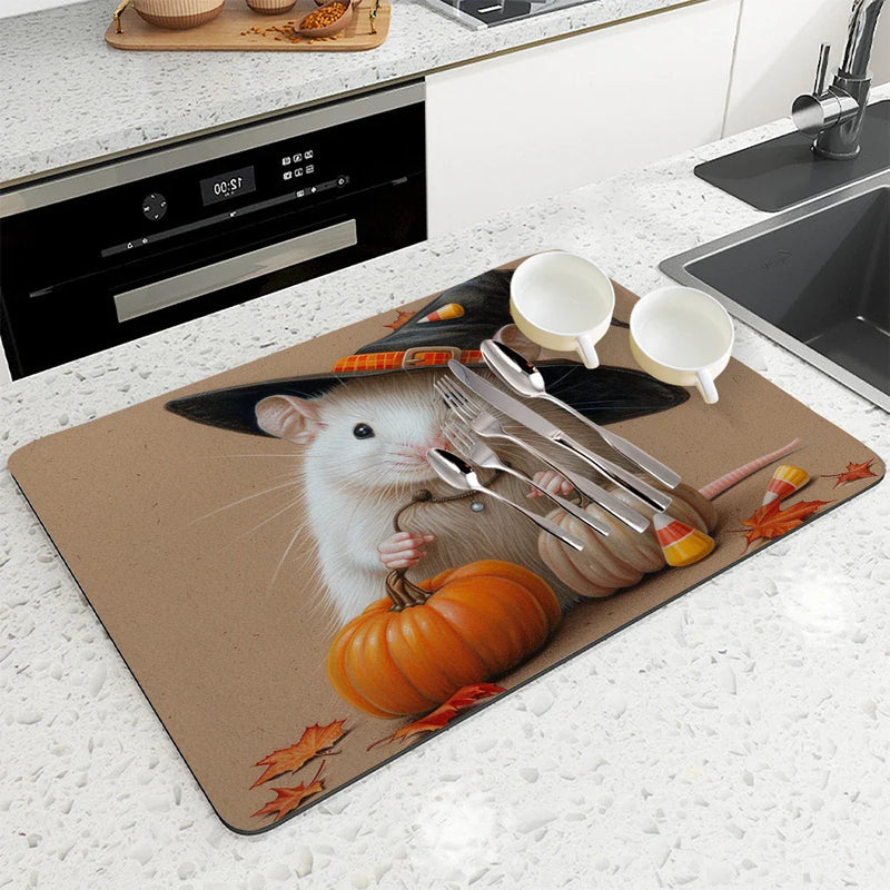 Axyaa Halloween Mouse Kitchen Drying Mat