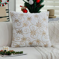 Axyaa Faux Rabbit Fur Snowflake Pillow Cover 45x45 - Sequin Embroidery Decor