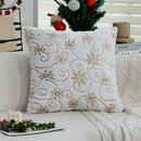 Axyaa Faux Rabbit Fur Snowflake Pillow Cover 45x45 - Sequin Embroidery Decor