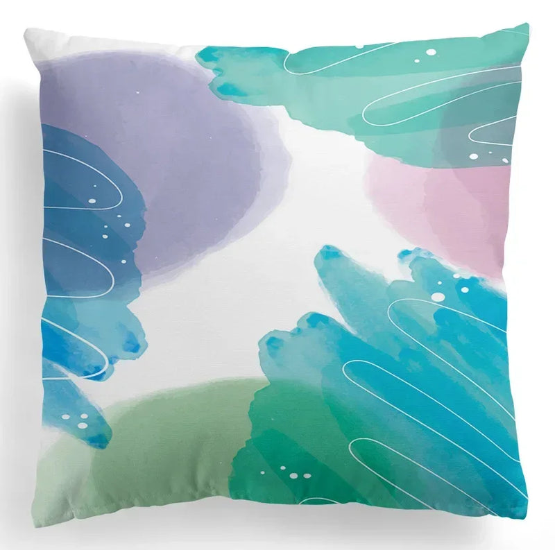 Nordic Luxury Abstract Hand Painted Pillowcase by Axyaa
