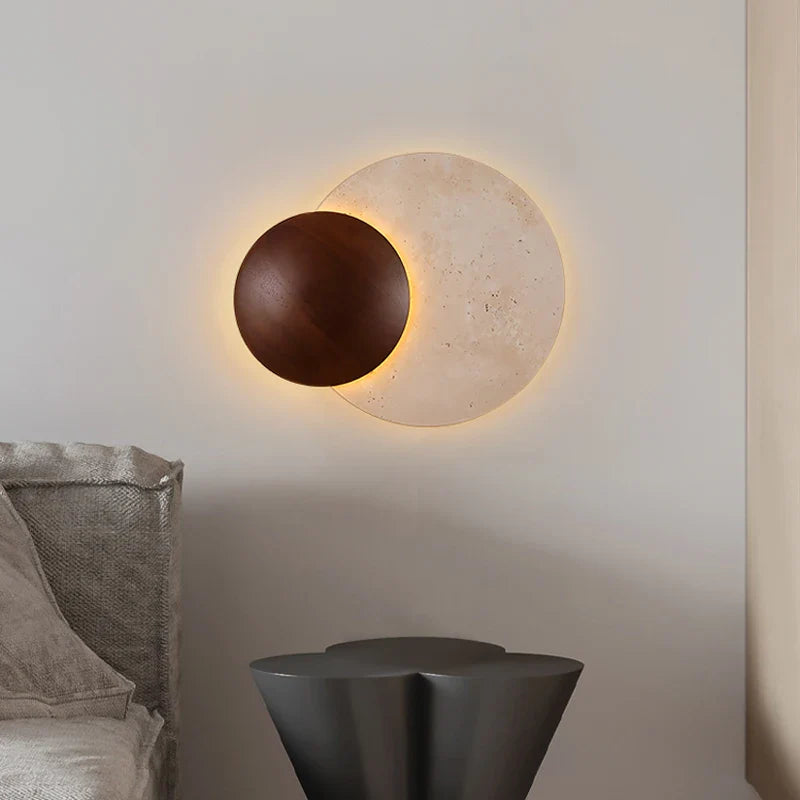 Yellow Travertine Wabi Sabi Style LED Wall Lamp by Axyaa