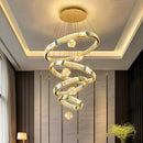Axyaa Crystal Chandelier Stair Pendant Living Room Interior Lighting