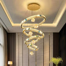 Axyaa Crystal Chandelier Stair Pendant Lamp Living Room Lighting