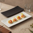 Axyaa Striped Ceramic Sushi Plate | Molecular Cuisine Restaurant Tableware