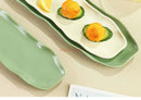 Axyaa Gilt-edged Green Ceramic Long Plate - High Grade Sushi Dim Sum Dessert Plate