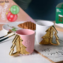 Axya Couple Mugs & Dessert Set for Coffee, Tea, Milk - Ceramic Gift Idea