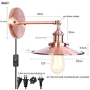 Axyaa Loft LED Wall Lamp Gold Pull Chain Switch Vintage Industrial Luminaire