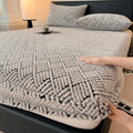 Luxurious Axyaa Fleece Jacquard Geometric Bed Sheet for Single/Double Mattress