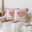 Axyaa Pink Plush Sofa Pillow Case 45X45, Love Style Home Decorative Cushion Cover