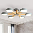 Axyaa Modern Wooden Ceiling Light 3/6/8 Lights LED Luminaire for Living Room Bedroom
