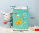 Axyaa Kids Cartoon Animals Laundry Basket - Foldable Toy Organizer & Storage Barrel