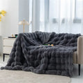 Luxurious Toscana Rabbit Fur Blanket by Axyaa: Soft Double-sided Bubble Fleece Blanket