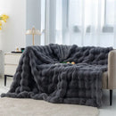 Luxurious Toscana Rabbit Fur Blanket by Axyaa: Soft Double-sided Bubble Fleece Blanket