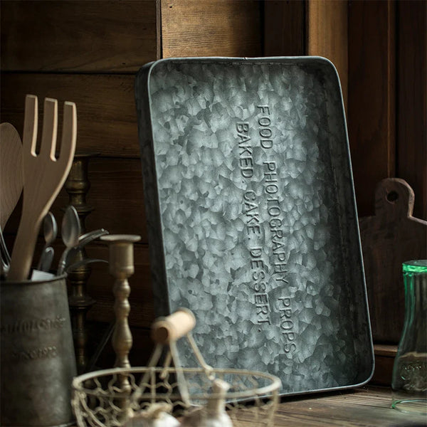 Axya Antique English Storage Tray - Elegant Rectangular Wrought Iron Tray