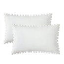 Axyaa Nordic Velvet Pillowcase with Pompoms Edge - Soft Cushion Cover for Home Decor