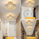 Axyaa Crystal Ceiling Light Chandelier LED Flush Mount Fixture E27 Gold Black