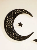 Wooden Ramadan Eid Hanging Ornaments Set, Axyaa Ramadan Decor with Lantern, Moon, Stars