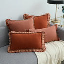 Axyaa Sand-Washed Cotton Lace Throw Cushion Cover with British Style, for Stylish Sofas.