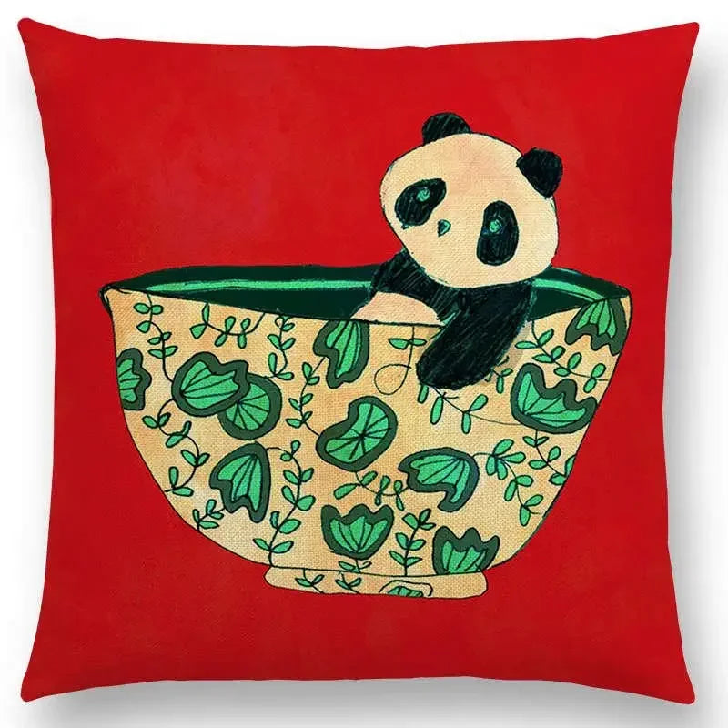 Axyaa Cartoon Animals Cushion Cover - Cat Flamingo Penguin Rabbit Pillow Case