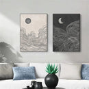 Axyaa Boho Abstract Sun Moon Canvas Painting Modern Wall Art Living Room Decor