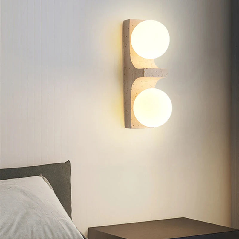 Axyaa Wabi-Sabi Glass Wall Lamp with LED Bulb, Yellow Travertine, Indoor Wall Light
