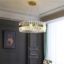 Axyaa Gold Crystal Chandelier - Rectangle LED Dining Room Lighting