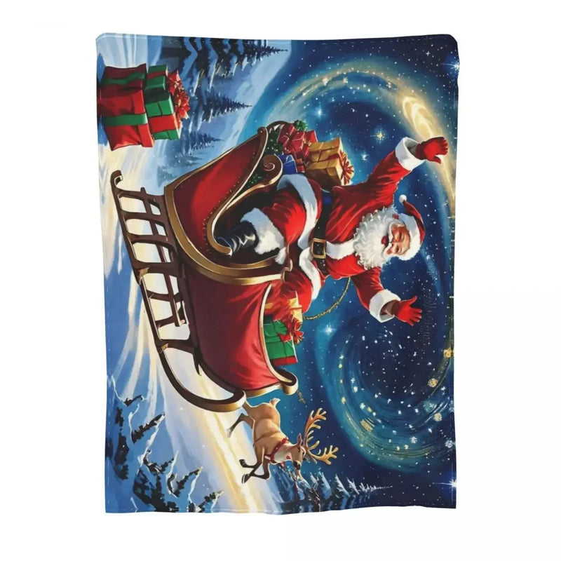 Axyaa Christmas Santa Claus Fuzzy Throw Blanket