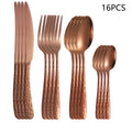 Axyaa Rose Gold Stainless Steel Tableware Set - 24pcs, Steak Knife, Dinner Fork, Soup Spoon, Tea Spoon