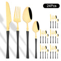 Axyaa 24Pcs Pink Gold Stainless Steel Cutlery Set - Western Flatware Tableware