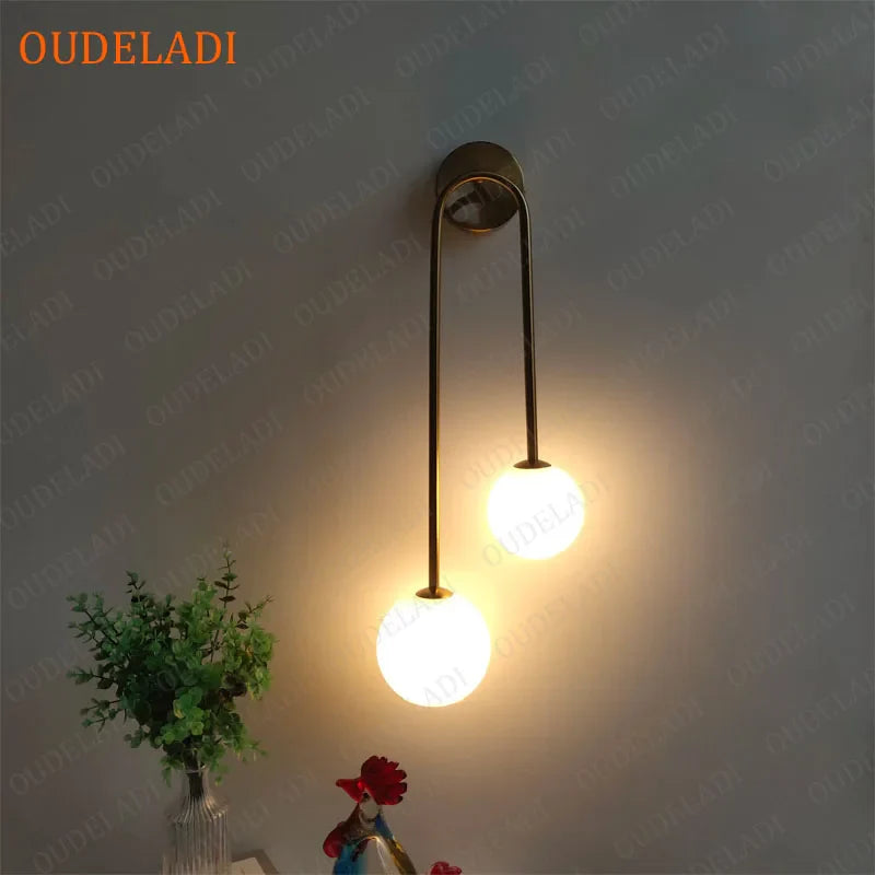 Axya Brass Wall Sconce Glass Ball LED Lamp for Bedroom Lighting