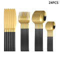 Axyaa Gold Stainless Steel Cutlery Set - 24pc Family Western Dining Gift Set