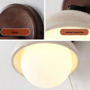 Axyaa Yellow Travertine LED Wall Light Fixture Nordic Modern Glass Wood Bedside Lamp