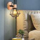 Axyaa Vintage Iron Cage Wall Sconce Modern Loft Lighting Wood Fixture