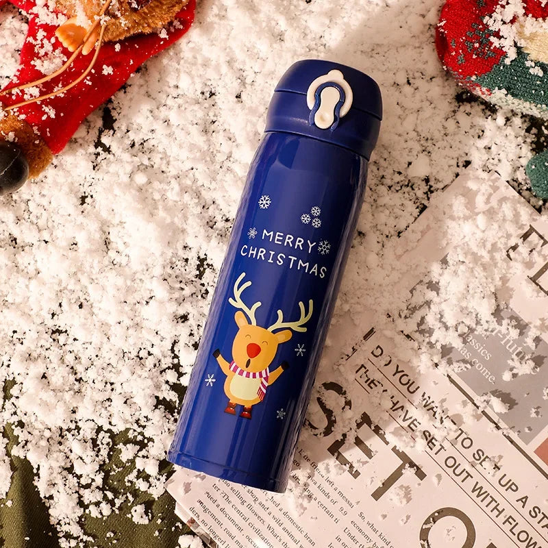 Axyaa Christmas Stainless Steel Vacuum Thermos Cup with Festive Designs for Xmas & New Year