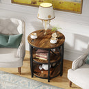 Axyaa Industrial 3-Tier Half Round End Table, Metal Frame Living Room Side Table