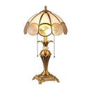 Axyaa Brass Gold LED Glass Table Lamp for Home Study and Bedroom
